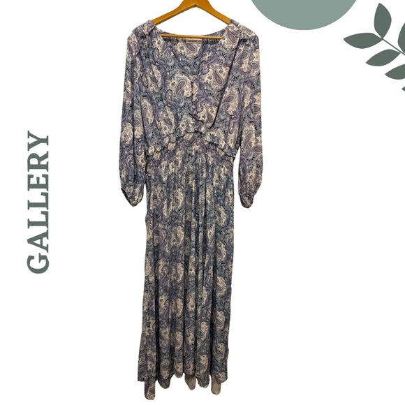 GALLERY Blue Purple Paisley Maxi Dress (US 12 / UK 16 / EUR 44) – Made in Spain - Picture 2 of 10